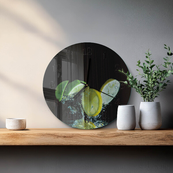 Wanduhr rund Zitrone und Limette