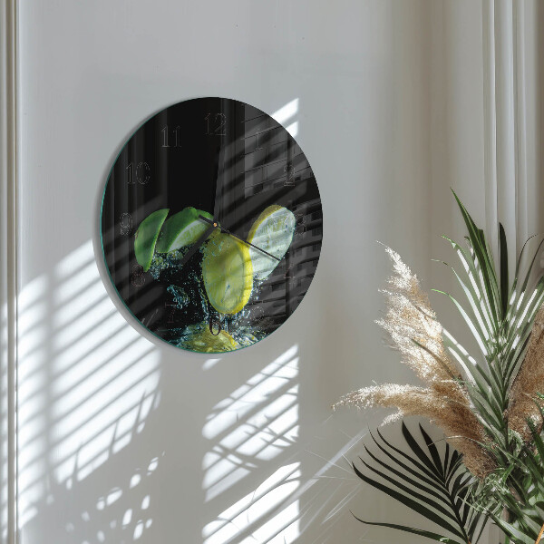 Wanduhr rund Zitrone und Limette