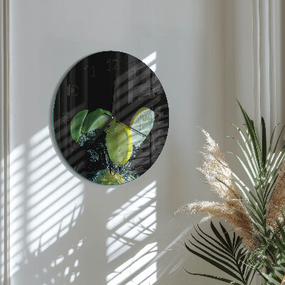 Wanduhr rund Zitrone und Limette