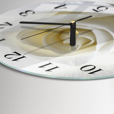 Wanduhr rund Weiße Rose