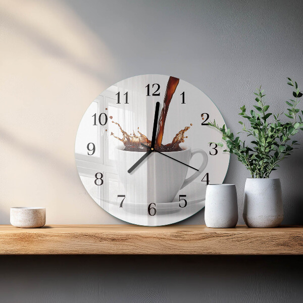 Wanduhr rund Tasse Kaffee