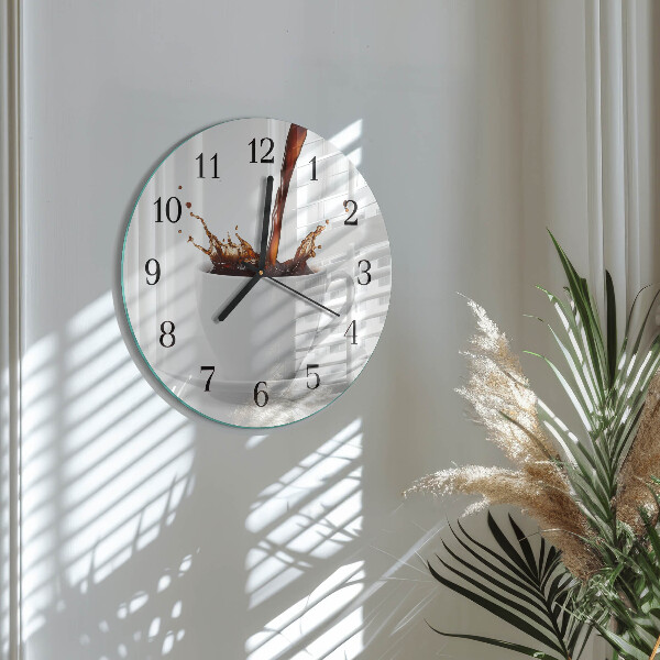 Wanduhr rund Tasse Kaffee