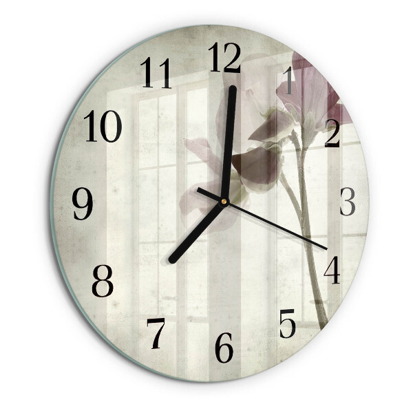 Wanduhr rund Vintage-Blumen