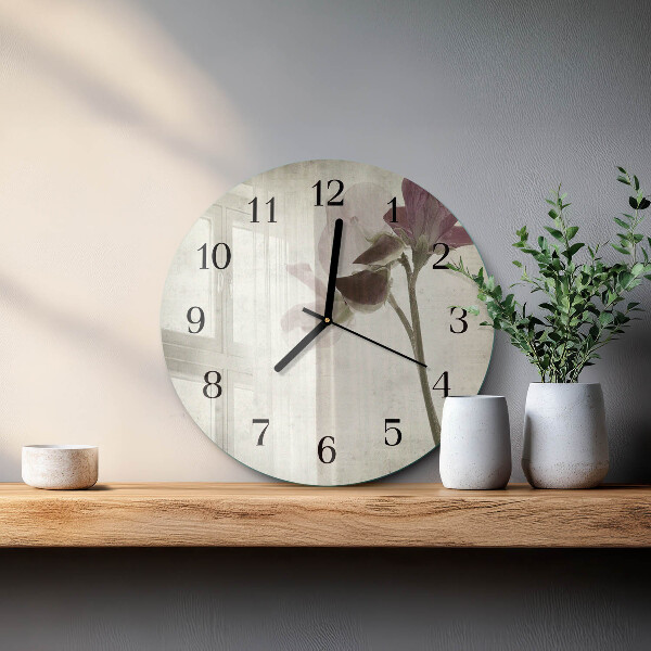 Wanduhr rund Vintage-Blumen