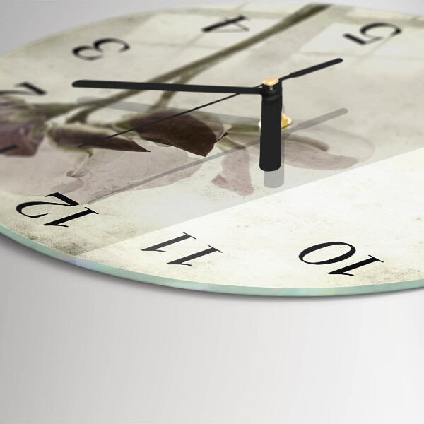 Wanduhr rund Vintage-Blumen