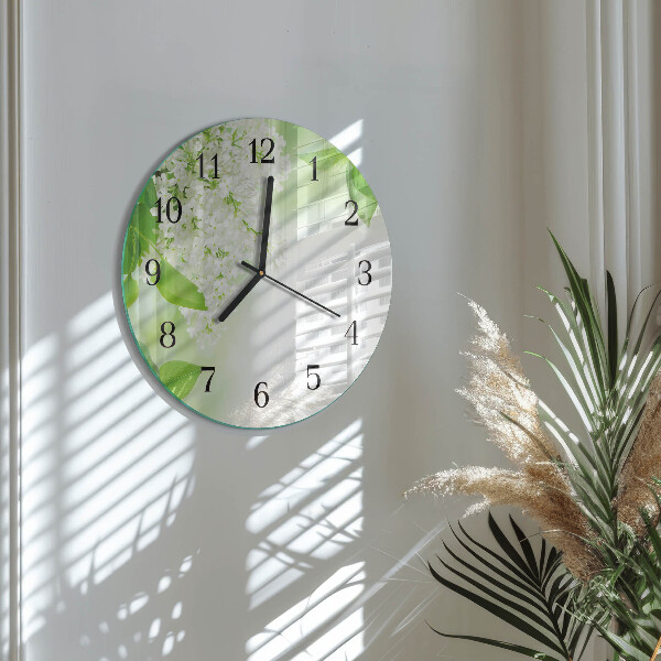 Wanduhr rund Blätter