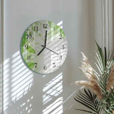 Wanduhr rund Blätter