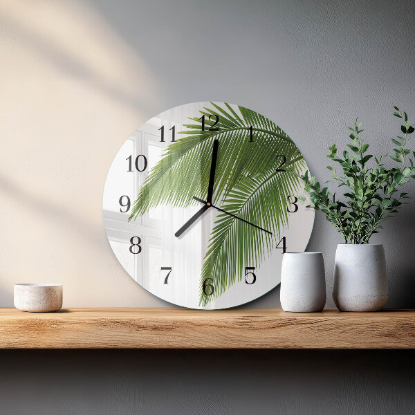 Wanduhr rund Palmenblätter