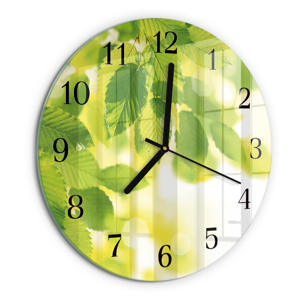 Wanduhr rund Blätter