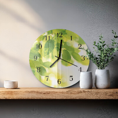 Wanduhr rund Blätter