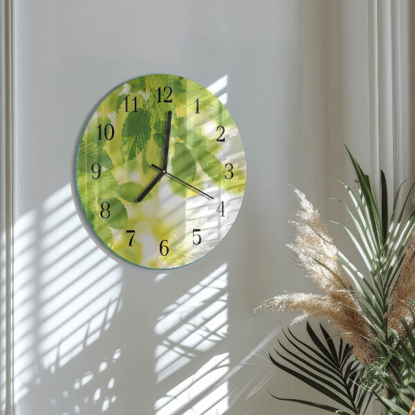 Wanduhr rund Blätter