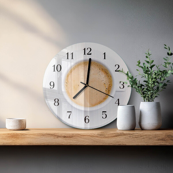 Wanduhr rund Tasse Kaffee