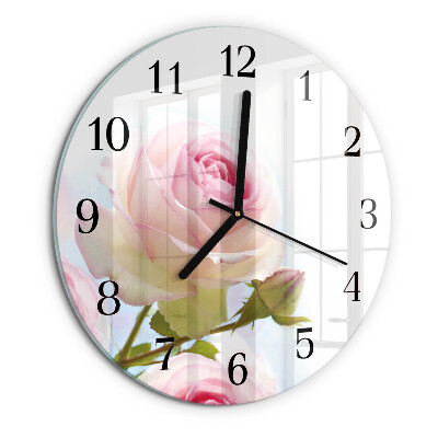 Wanduhr rund Rose