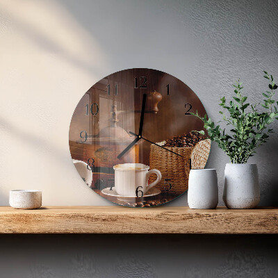 Wanduhr rund Tasse Kaffee