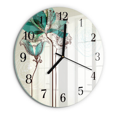 Wanduhr rund Vintage-Blumen