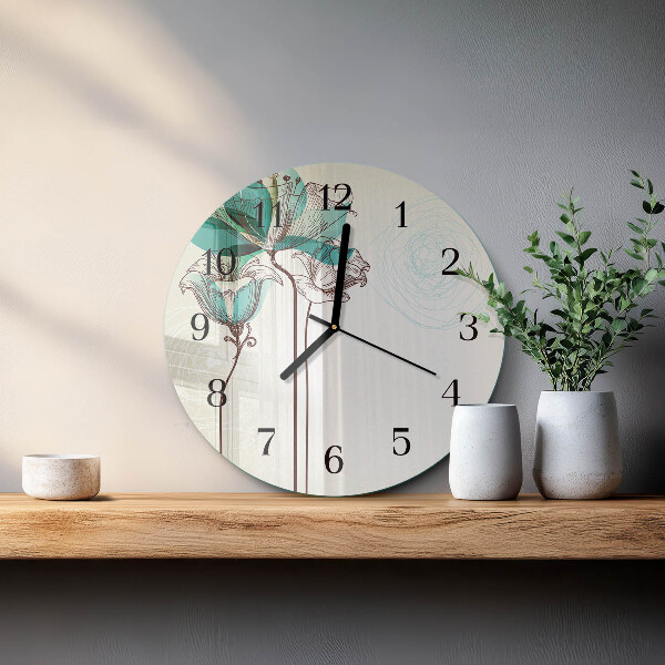 Wanduhr rund Vintage-Blumen
