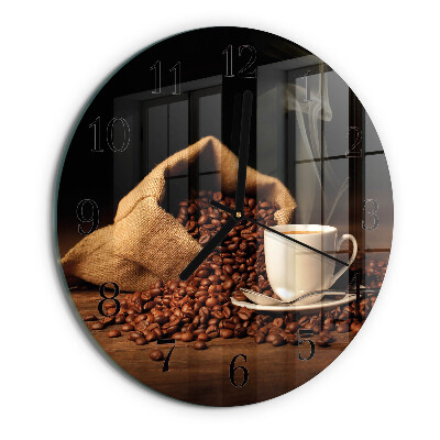 Wanduhr rund Kaffeebohnen