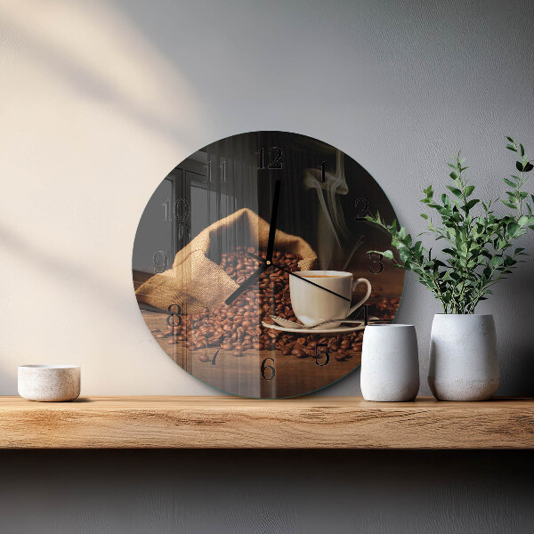 Wanduhr rund Kaffeebohnen