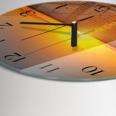 Wanduhr rund Sonnenuntergang