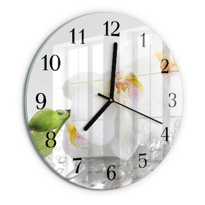 Wanduhr rund Orchidee
