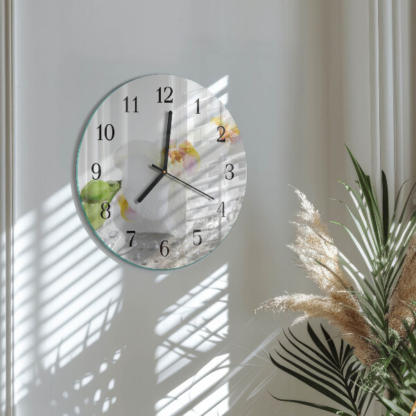 Wanduhr rund Orchidee