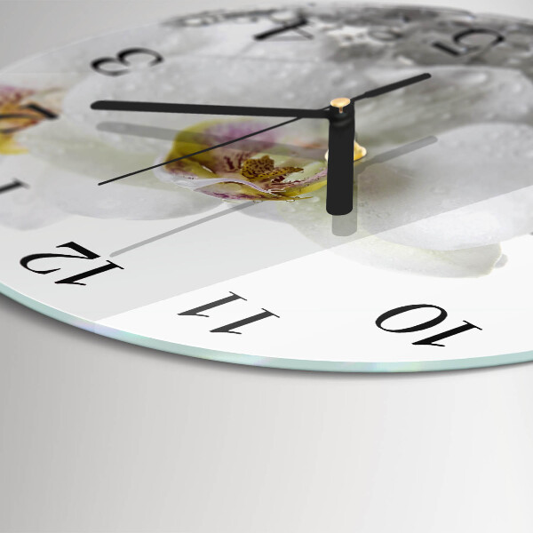 Wanduhr rund Orchidee