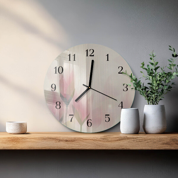 Wanduhr rund Blumen