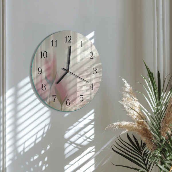 Wanduhr rund Blumen
