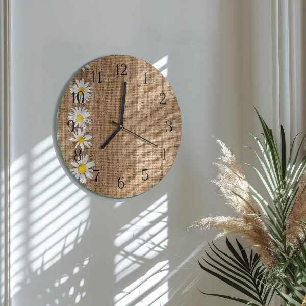 Wanduhr rund Gänseblümchen