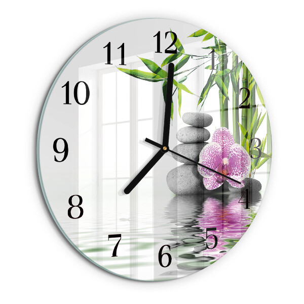 Wanduhr rund Orchideensteine