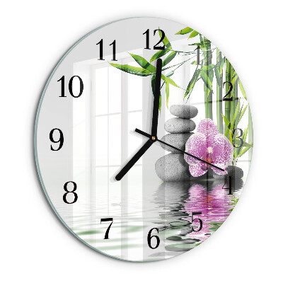 Wanduhr rund Orchideensteine