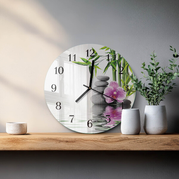 Wanduhr rund Orchideensteine