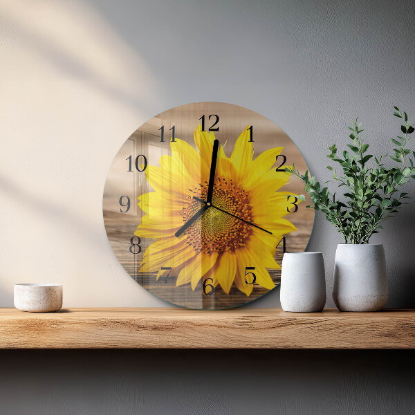 Wanduhr rund Sonnenblume