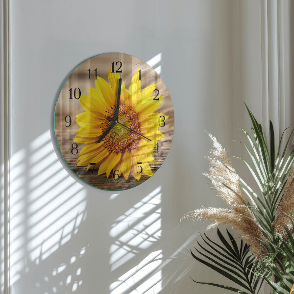 Wanduhr rund Sonnenblume