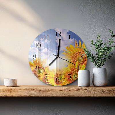 Wanduhr rund Sonnenblumen