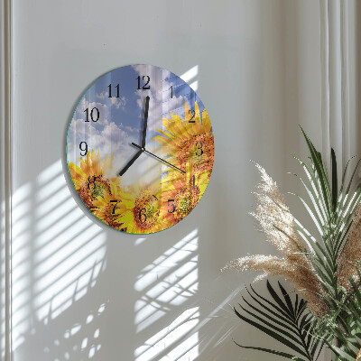 Wanduhr rund Sonnenblumen