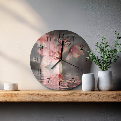 Wanduhr rund Orchidee