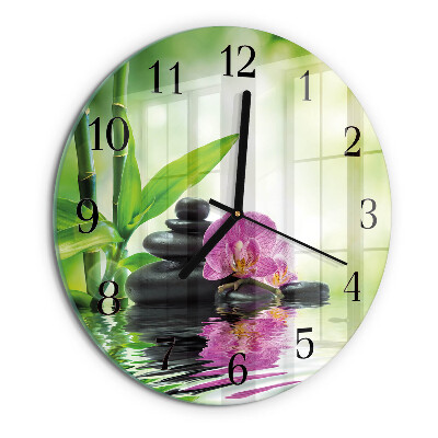 Wanduhr rund Spa Orchidee
