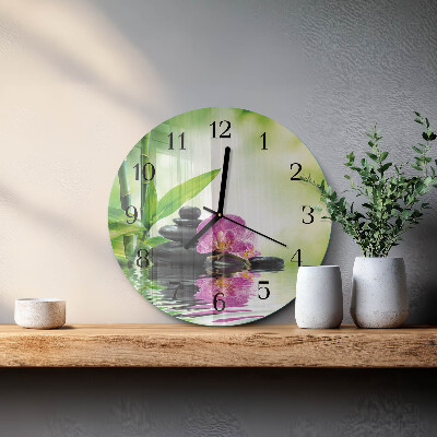 Wanduhr rund Spa Orchidee