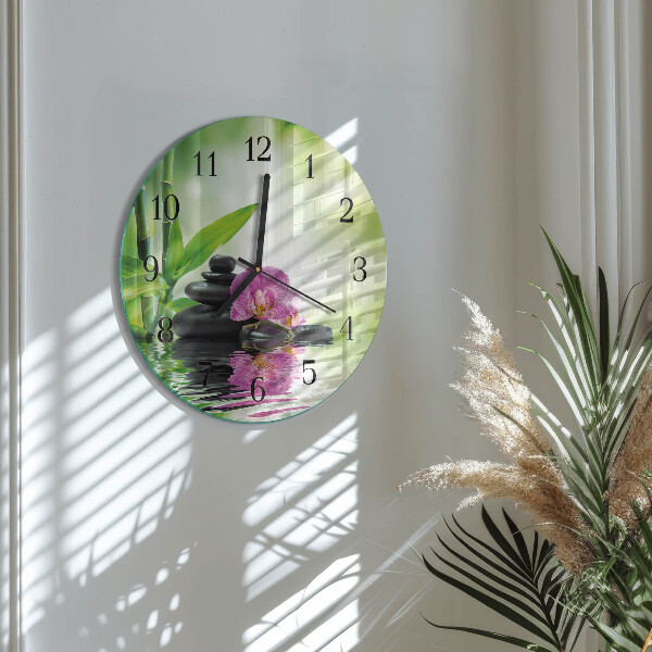Wanduhr rund Spa Orchidee