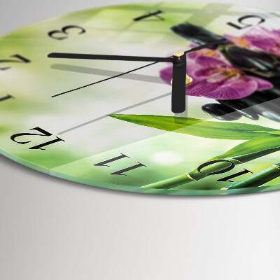 Wanduhr rund Spa Orchidee