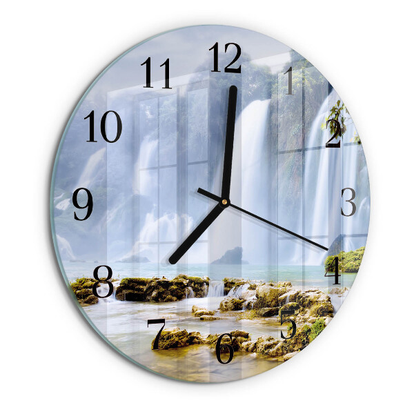 Wanduhr rund Wasserfall