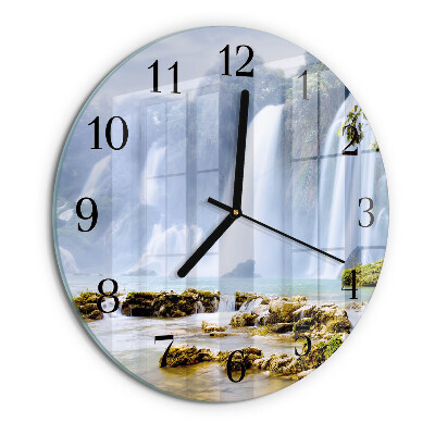 Wanduhr rund Wasserfall