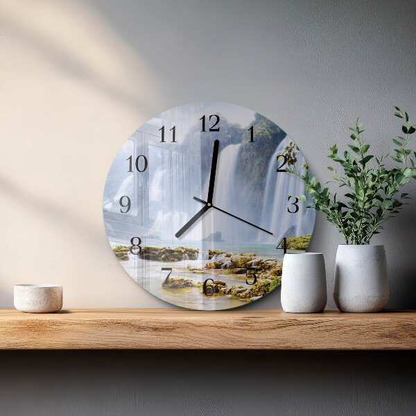 Wanduhr rund Wasserfall