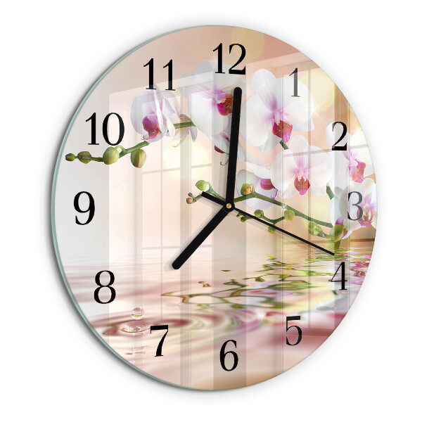 Wanduhr rund Orchidee