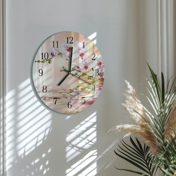 Wanduhr rund Orchidee