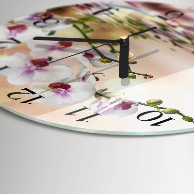 Wanduhr rund Orchidee
