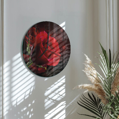 Wanduhr rund Rosen