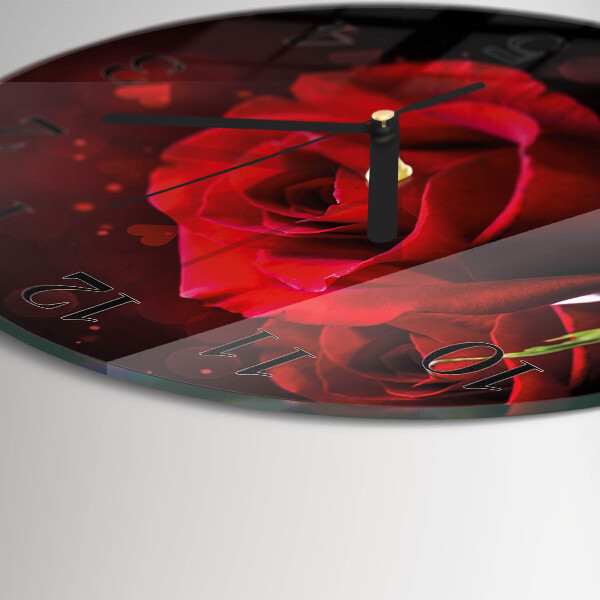 Wanduhr rund Rosen