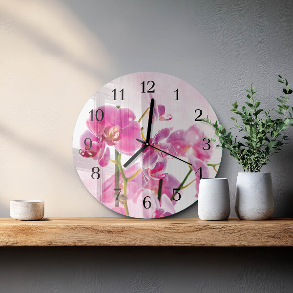 Wanduhr rund Orchidee